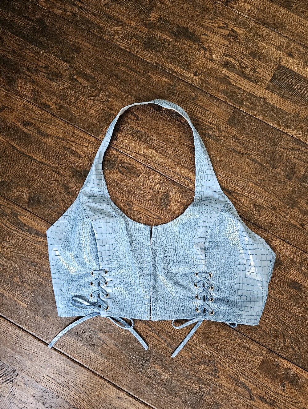 PRINCESS POLLY BLUE HALTER TOP SIZE 10